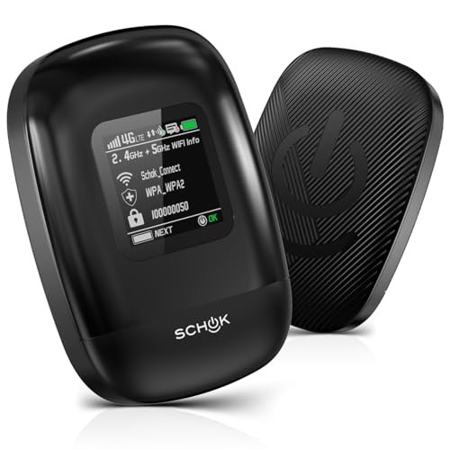 SCHOK 4G LTE Mobile Hotspot – Cat 12 Portable WiFi for Travel, Dual Bands (2.4GHz/5GHz), 600Mbps Download High Speed, Supports 16 Connected Devices, Compatible with Verizon & its MVNOs ONLY
